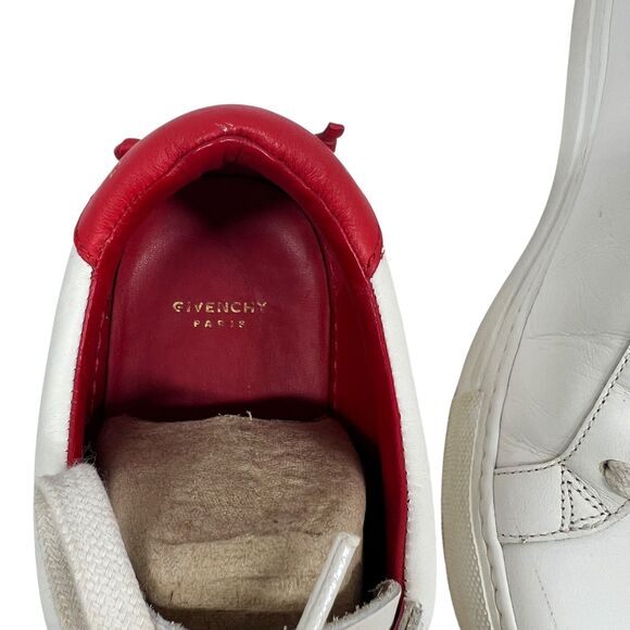 Givenchy Urban Knots Leather Sneakers Size EUR 39.5 White Red Heel Tab Designer - Picture 9 of 9